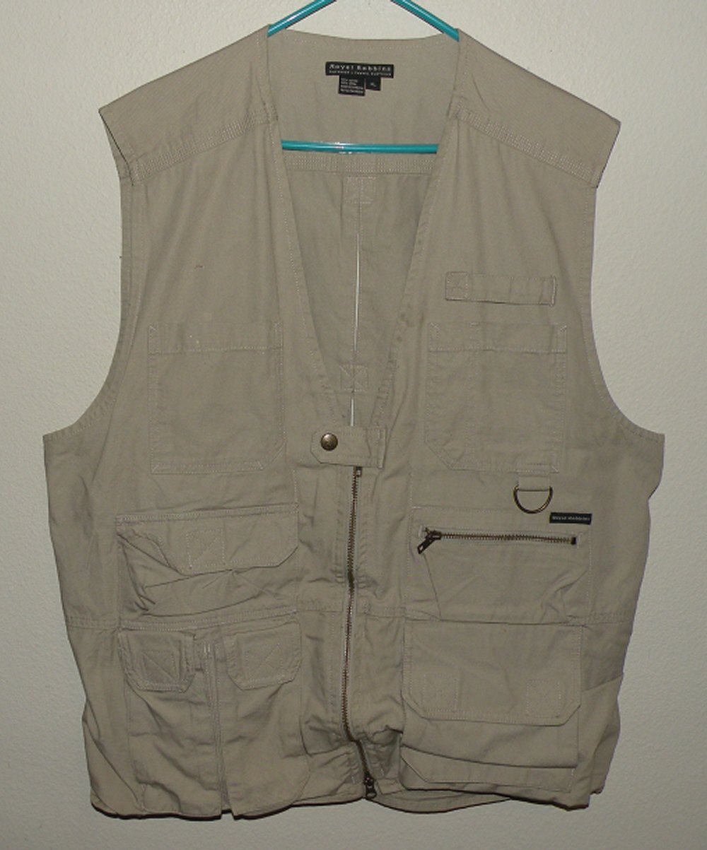 Royal Robbins Mens XL Photography Safari Utility Conceal Carry Vest Khaki Cotton